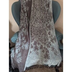 Calzeat of Scotland Throw Blanket Teal Brown Jacquard Fringe 42x63 Reversible